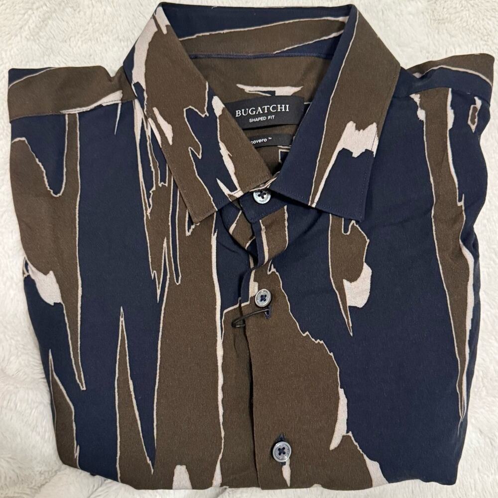 Bugatchi Ecovera Blue army green NWT Men’s Large 3731J